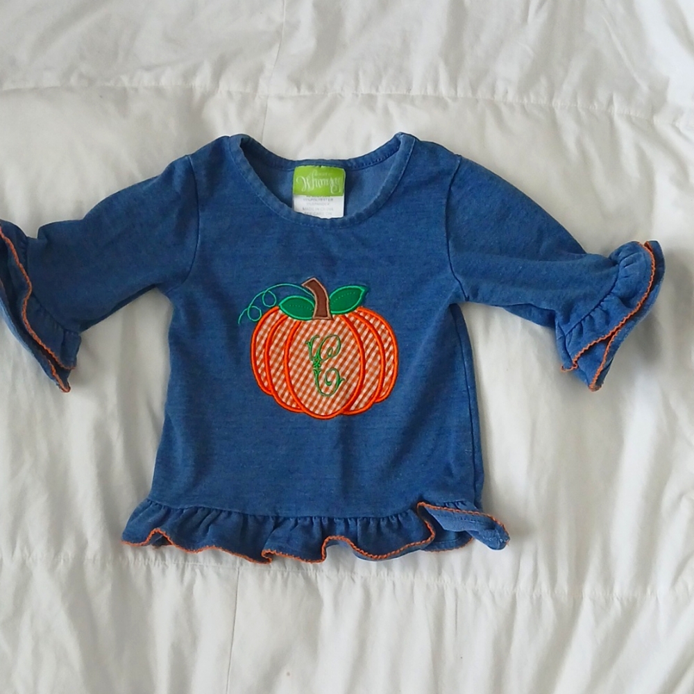 Classic whimsy shirt . Customize pumpkin ruffle sleeve 18 months.